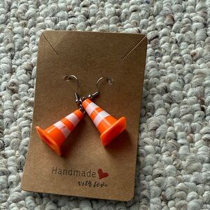 Traffic cone hanging earrings fashion shein party